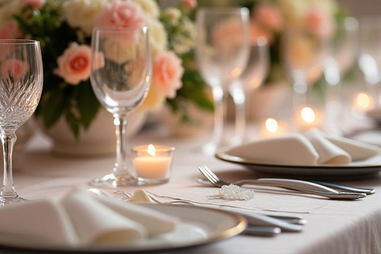 Detail shot of a wedding reception table setting