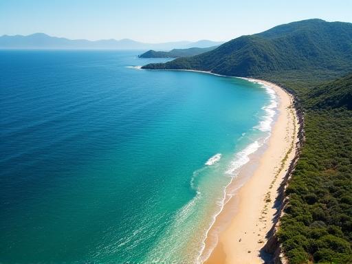 Aerial drone shot of a beautiful coastline
